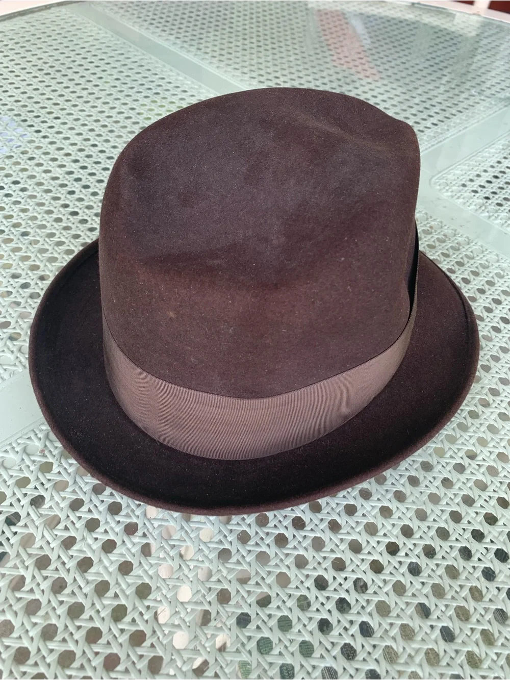 Vintage Classic Fedora Ribbon Band 50s 60s Wynewood Genuine Fur Felt Mens 7 1/8